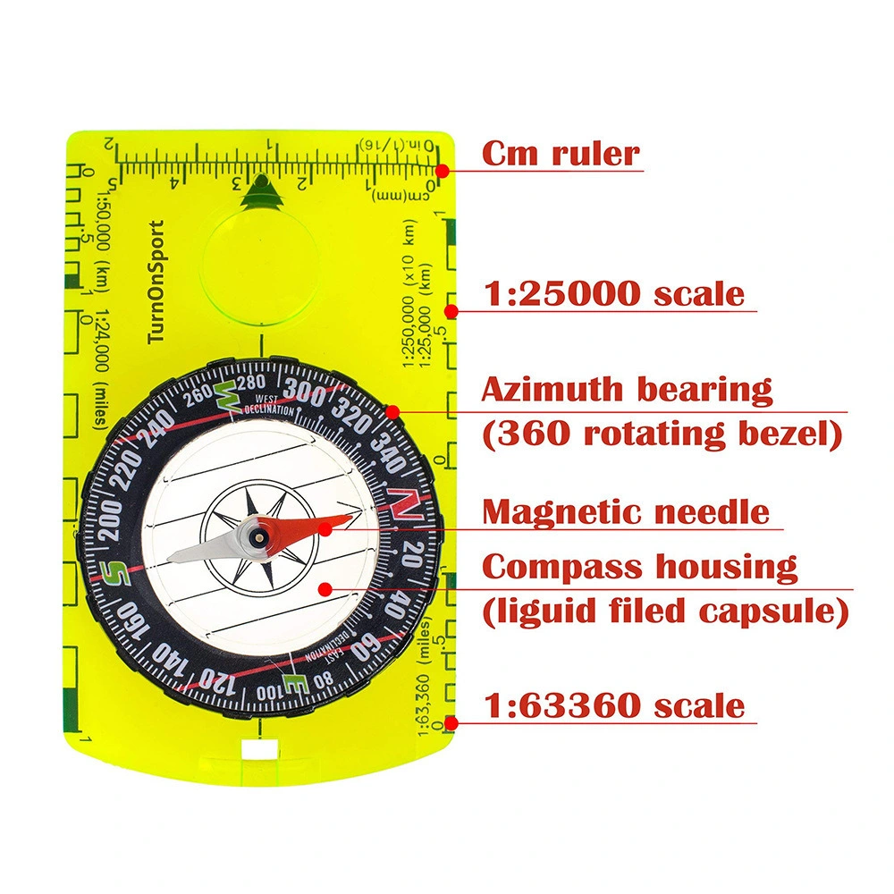 Map Compass with Adjustable Declination Handheld Orienteering Baseplate Compass for Hiking Survival Navigation Bl19161